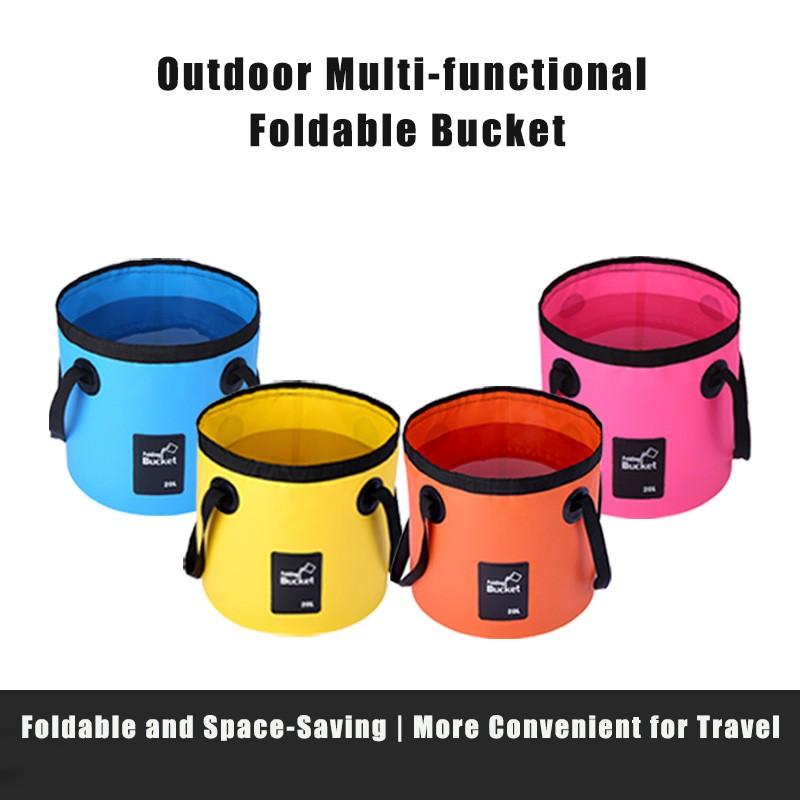 Outdoor Foldable Water Bucket, Camping Fishing Water Bucket, PVC Handle Folding Water Bucket, Multi-Purpose Portable Camp Water Bucket