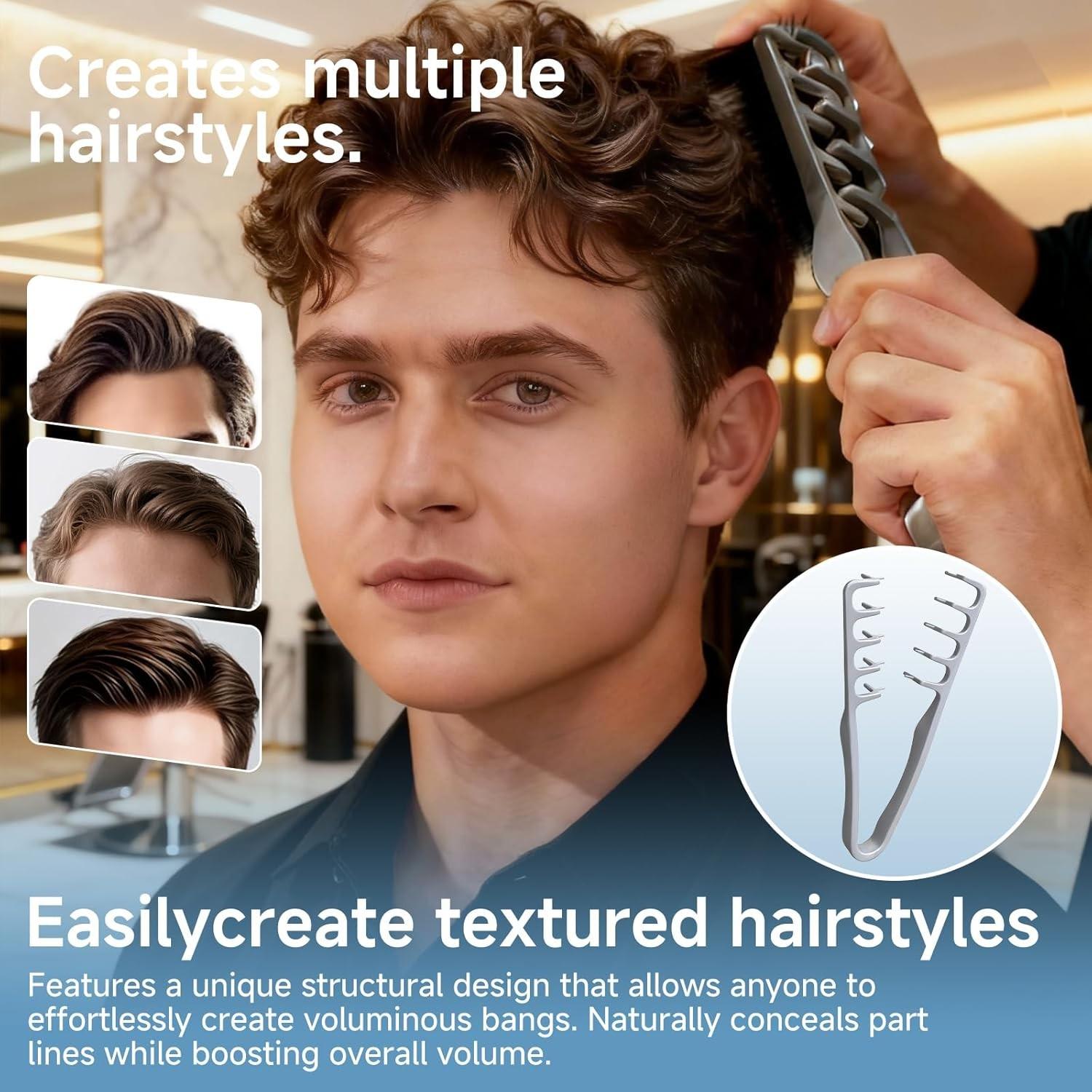 2-Pack New Abs Volumizing Hair Comb, Unisex Hair Parting Cover, Bangs Styling Brush, High Forehead Tool, Perfect for Men and Women