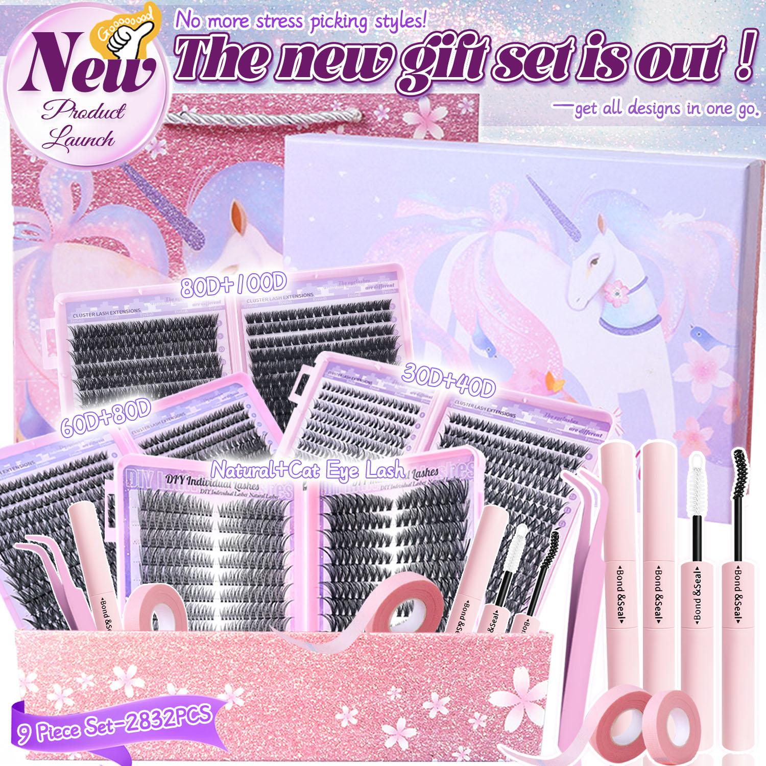 3/9 Boxes/set Wispy Lash Cluster, 720/672 Clusters DIY Eyelash Extensions, 9–18 mm Mixed Length with 30D+40D/60+80D Natural Density, Beginner-Friendly Reusable D/C Curl Lashes