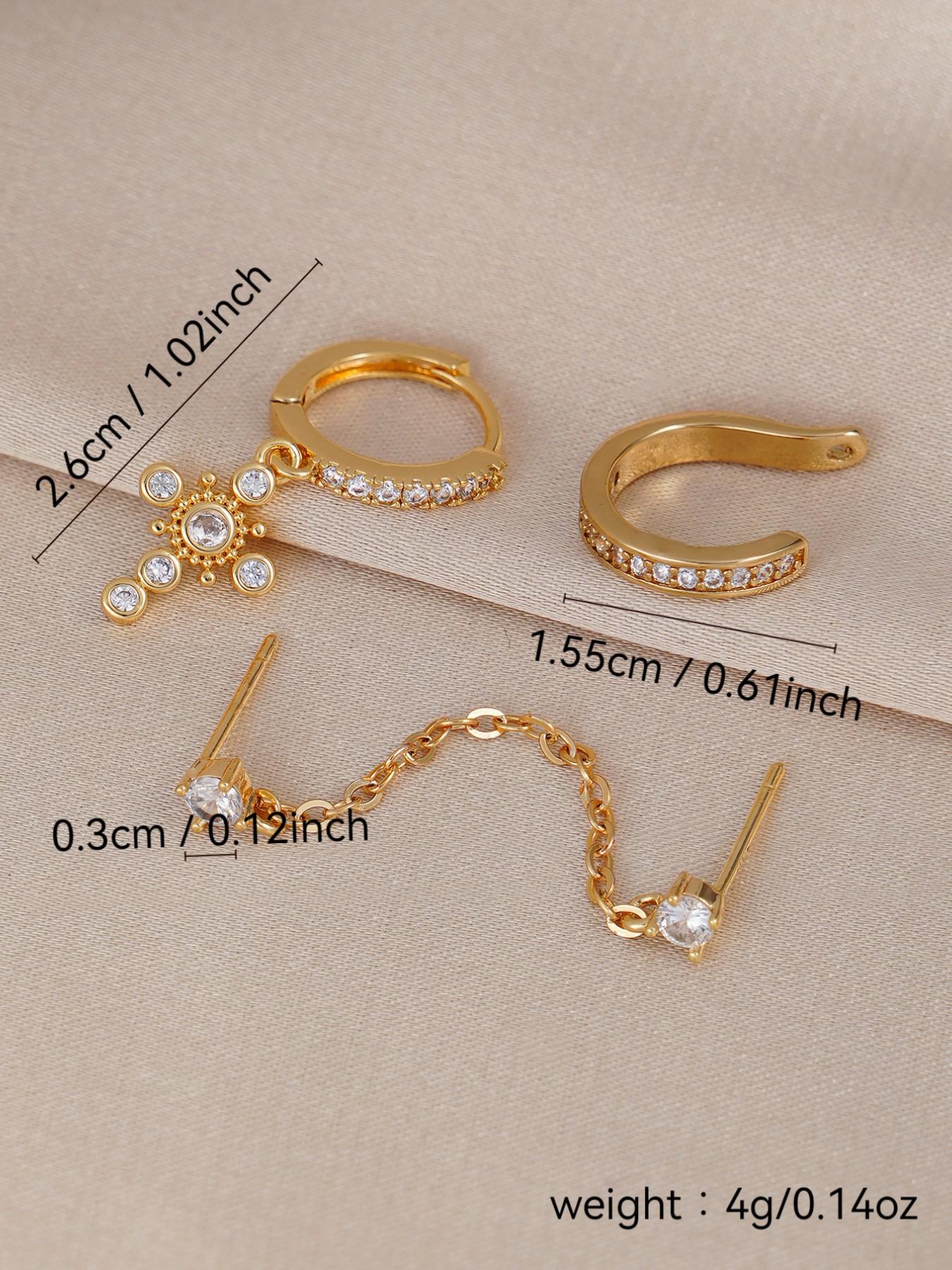 Women's Cross Pendant Earrings Set, Cubic Zirconia Inlay Design, Ideal for Daily Wear & Special Occasions, Perfect Gift Choice