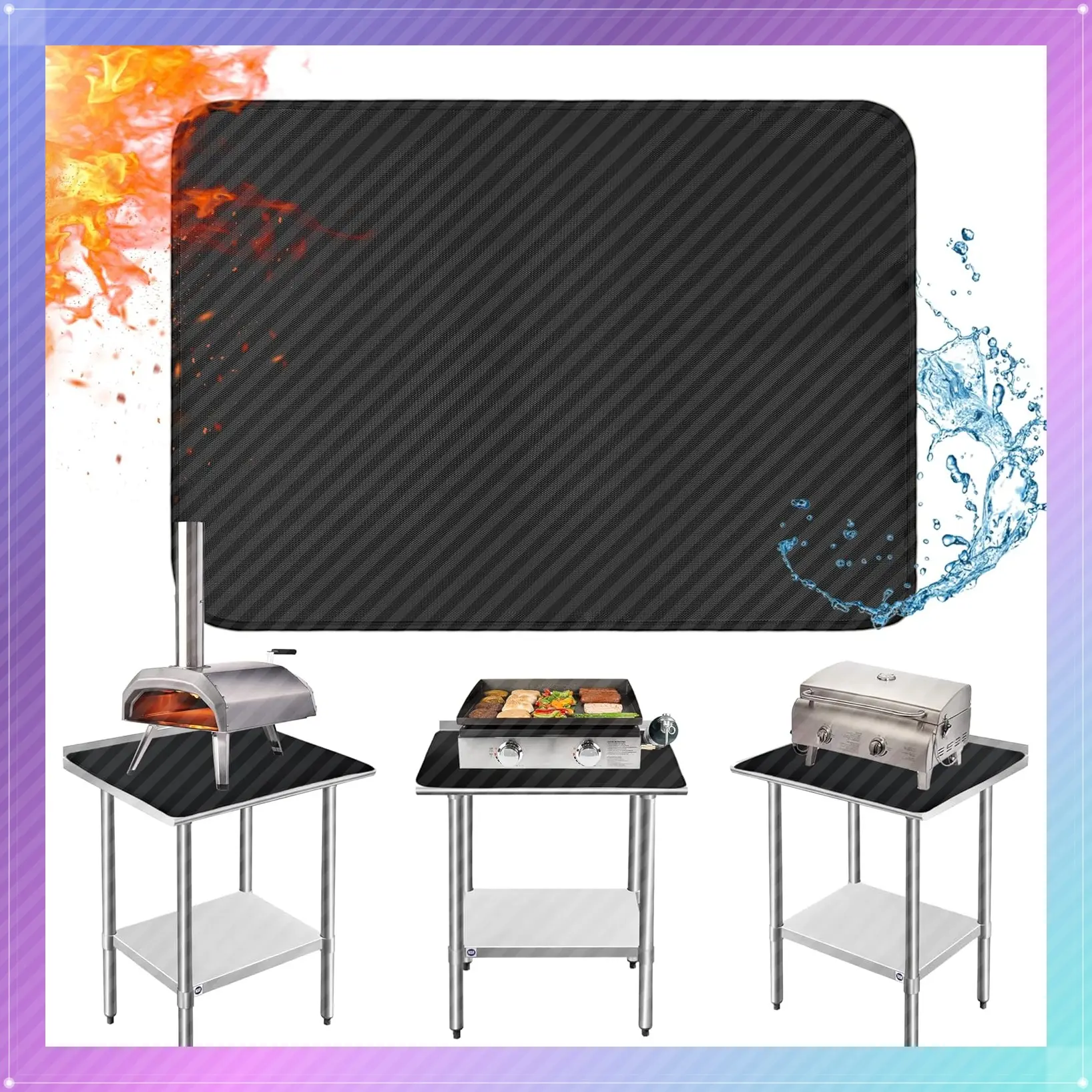 Heat Resistant Mat for Countertop & Table - 31x24x0.02in Black Fireproof Grill Mat, 1022°F Protection for Gas/Charcoal Grills, Pizza Ovens, Tabletop GrillGift