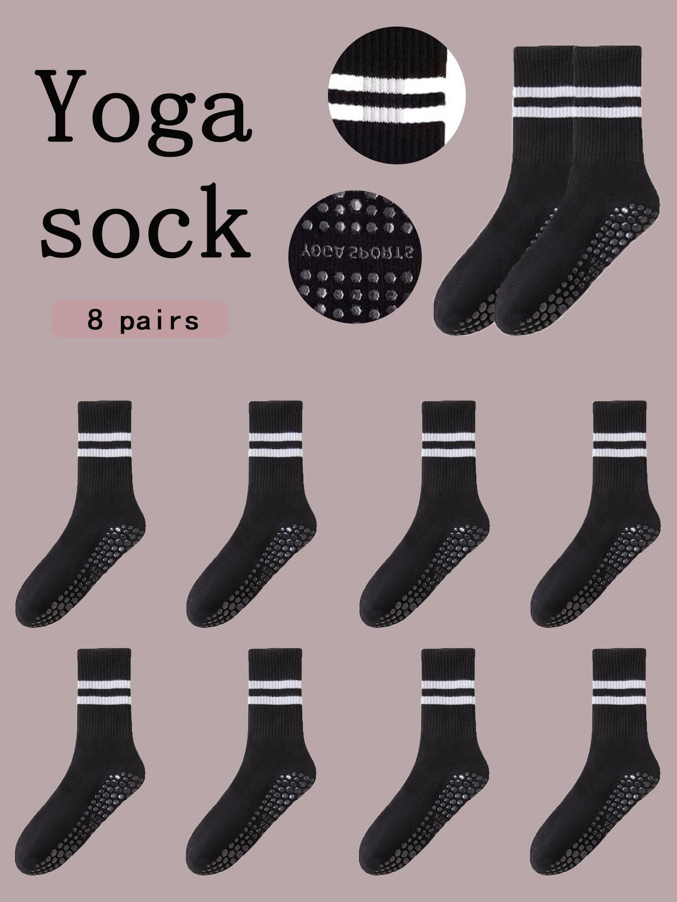 8 Pairs Women Yoga Socks Skipping Rope Sports Socks Ballet Socks Pilates Socks Anti-slip Floor Socks Parallel Bars Mid-tube Socks