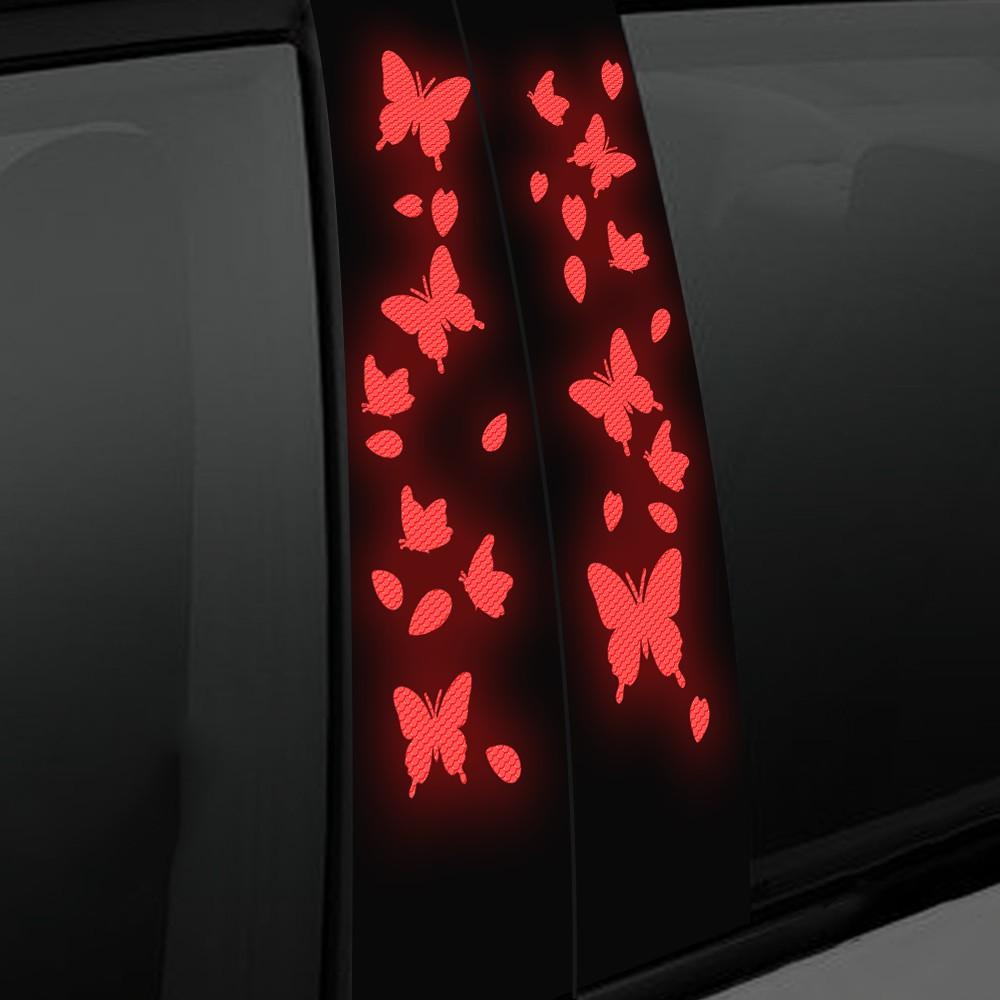 Butterfly Reflective Decal Cherry Blossoms Sticker for Car B-Pillar Decals, Night Reflective B-Pillar DIY Sticker, Self-Adhesive Vinyl Decal