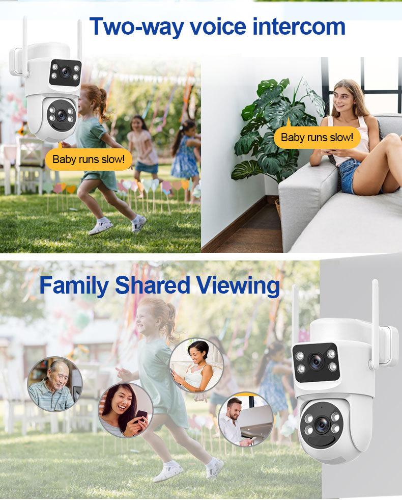 WiFi Solar Surveillance Camera 4K Ultra-Clear Dual-Lens Wireless Camera 8MP Network Remote WiFi Monitor