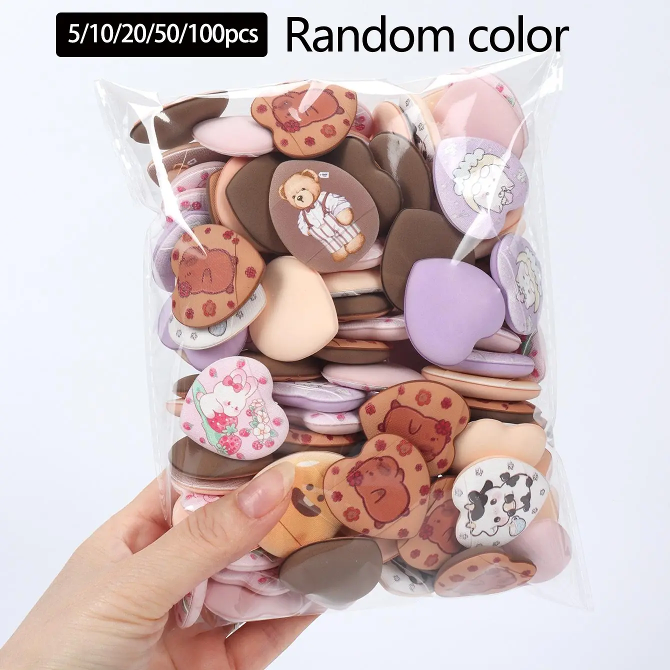 Random Print Finger Puffs 5-10-20-50-100pcs, Makeup Sponges for Bb Creams & Foundations, Water Activated, Suitable All Skin Types, Beauty Sponges, Makeup Tools, Beauty Products