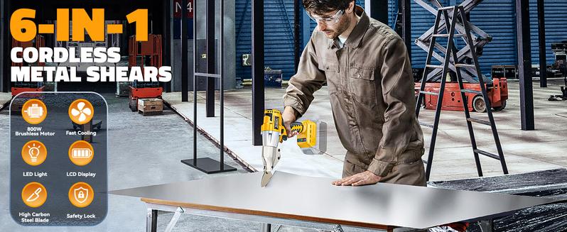 Sheet Metal Cutter Compatible with Dewalt 20v, Battery Not Included, Sheet Metal Nibbler - 221 Ft-Lbs Torque Metal Shears - Cuts 18GA Material for Steel, Leather & Carpet - with 360 Degree Pivoting Head