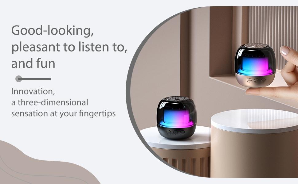 Bluetooth Speaker 360 Holographic Sound Bluetooth Speaker Portable Wireless RGB Colorful Lights TF Card Supported 12H Usage Time for Outdoor Camping Hiking Traveling