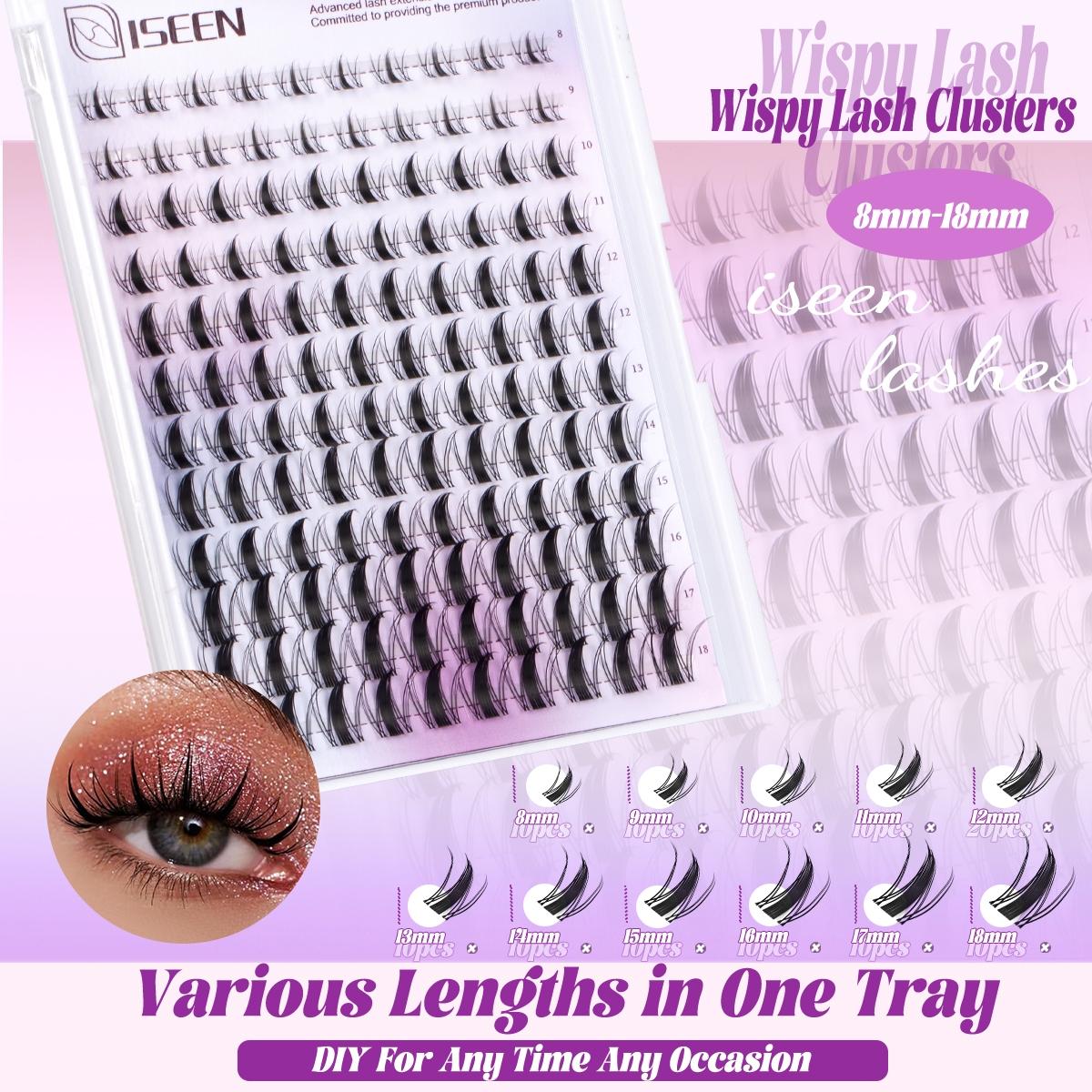 Lash Clusters Kit Manga Lash Individuals False Lash Extension Lash Extension Kit 8-18mm Volume Cluster Eyelashes Wispy C-Curly DIY Cluster Eyelash Extensions Kit Eyelash Glue Extension with Bond&Seal&Eyelash Tweezers