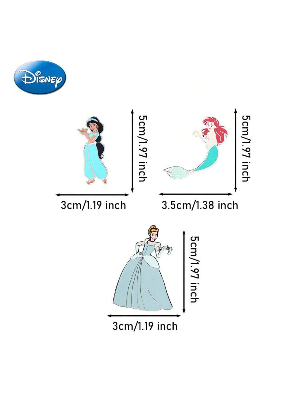 1Pc Disney Officially Licensed Collectible Enamel Princess Brooches Belle Jasmine Ariel and Other Beautiful Pins Cute Small Gifts Dress Accessories Pin for Clothes Bag Charm for Women Family Friends