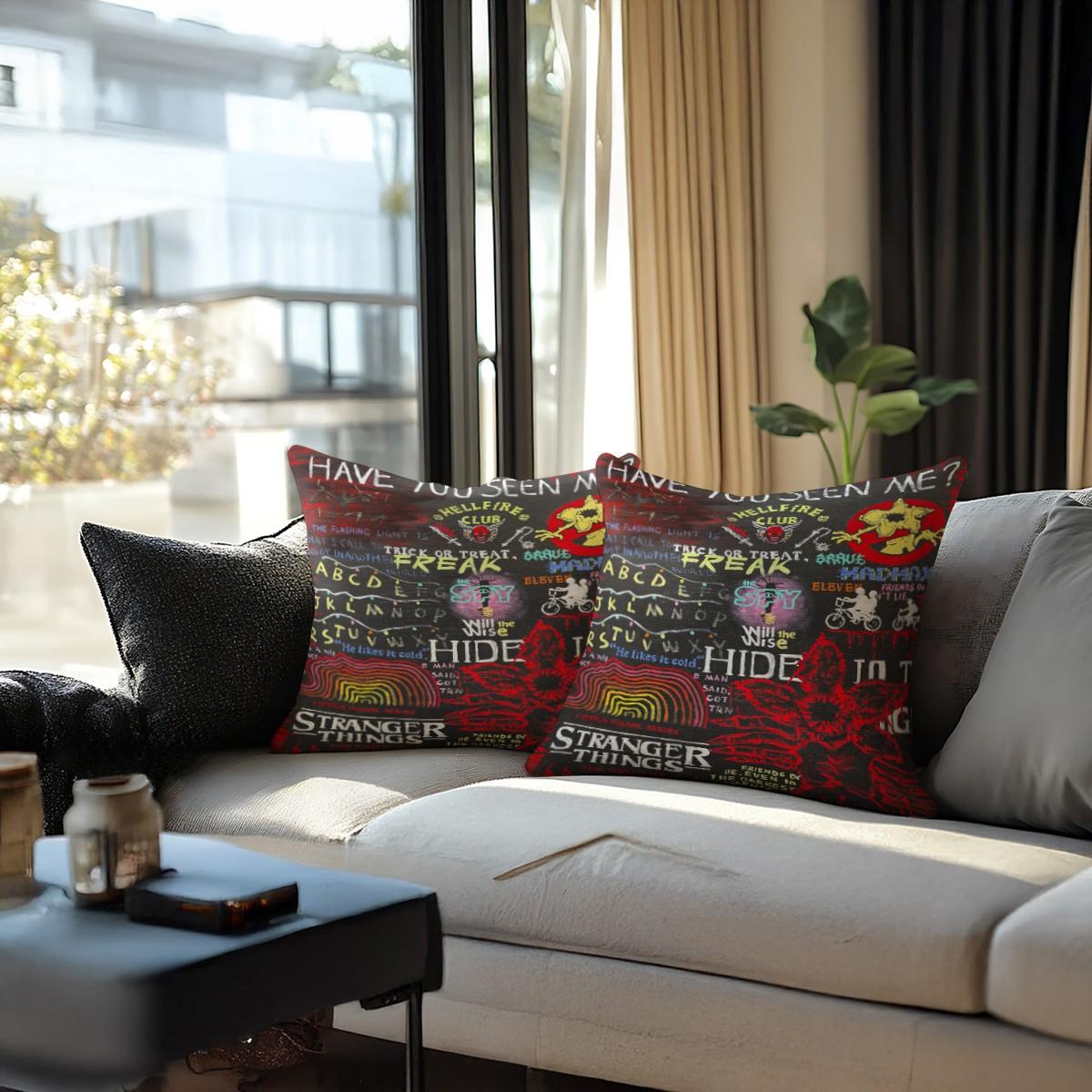 Stranger Things Pattern Throw Pillow, Soft And Comfortable Printed Design, Unique Print, Suitable For Living Room Sofa, Bedroom Headboard Pillow, And Office Nap