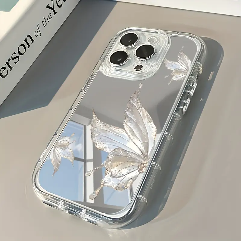 Phone Case: Beautiful Butterfly Pattern Mirror Phone Case, Can Be Used as a Minimalist Outdoor Makeup Mirror. Suitable for iPhone 17/16/11/13/15/15 Plus/15 Pro/15 Pro Max/12/14 Pro Max/XS/XR/11 Pro Max/12 Pro/12 Pro Max/13 Pro/13 Pro Max/14 Pro/14