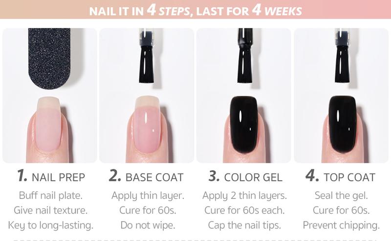 GAOY Classic Collection White Red Black Gel Nail Polish Set, 6 Colors Brown Pink Nude Soak Off UV Light Cure Gel Polish Kit for Salon and Nail Art DIY at Home