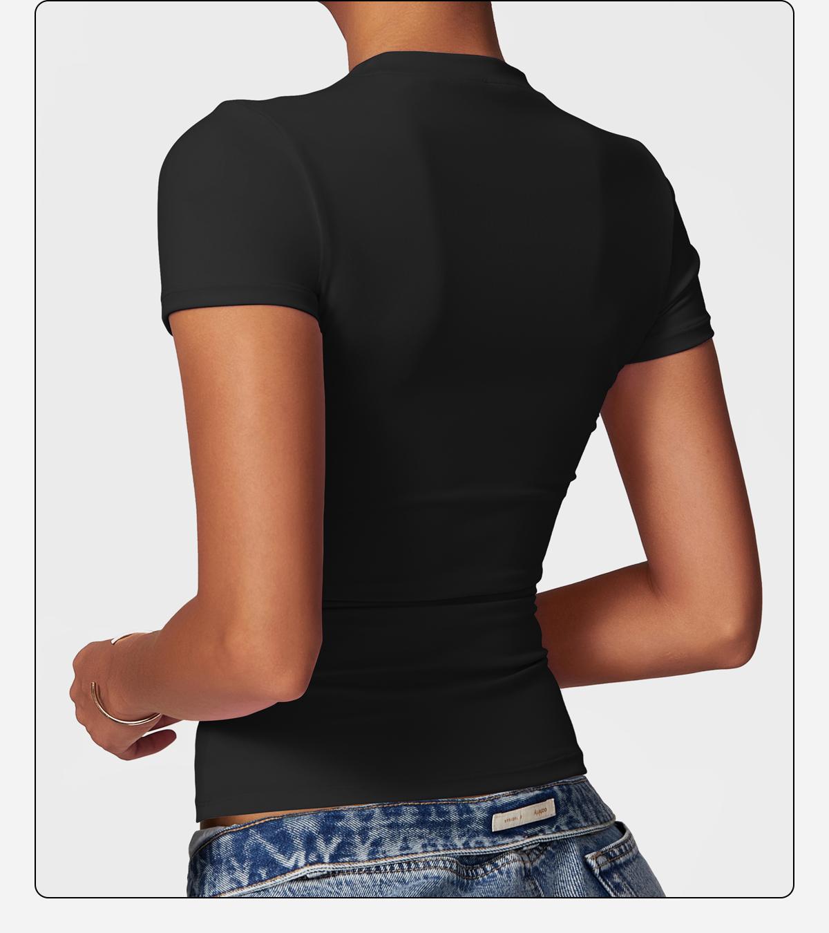 MFVIM Women's T Shirt Basic Short Sleeve Round Neck Slim T Shirt Summer Workout Casual Tight Top 2025 sporty Minimalist Womenswear Tshirt SpringStatements