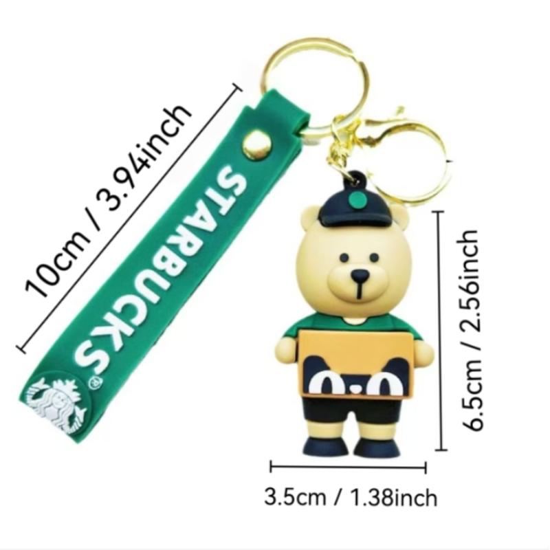 Starbucks Bear Keychain, Car Bag Charm, Perfect Gift, Cute Accessory, Ideal for Office Workers, Stylish & Functional