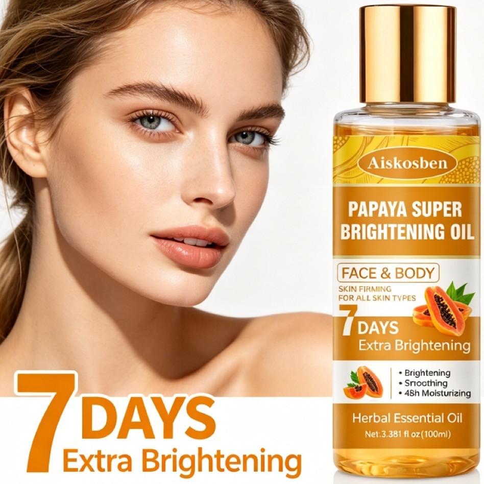 Aiskosben Papaya Firming Brightening Moisturizing Essence Oil, Contains Retinol + Vitamin C, Improves Fine Lines, Hydrates 48 Hours, Advanced Face Serum Brightening Serums, Brightening Anti Aging, Anti Wrinkle Essence, 100ML