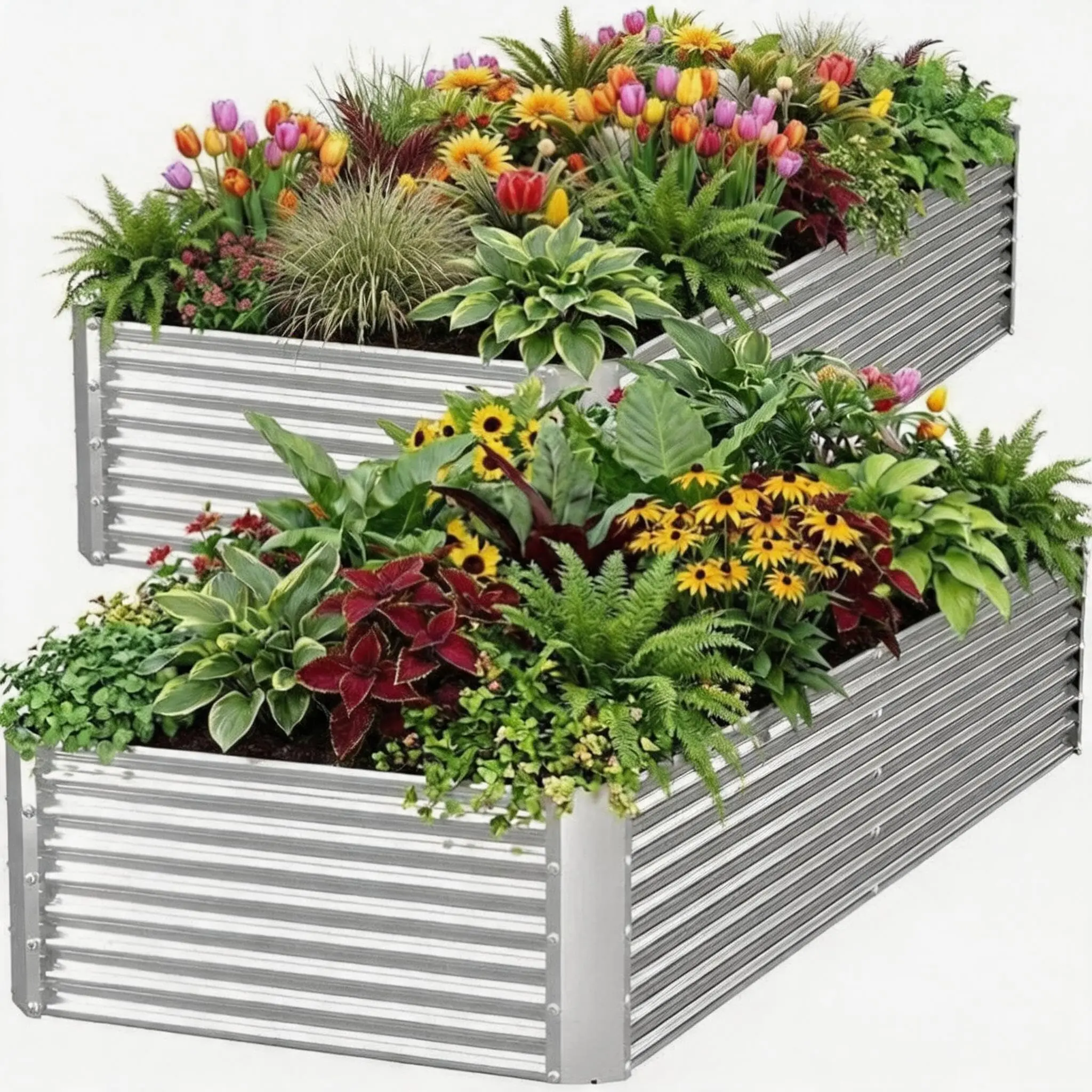 GARVEE 2 pcs 4x2Ft Galvanized Raised Garden Bed Outdoor, Above Ground Garden Bed for Vegetable, Metal Raised Beds for Flower, Steel Raised Beds for Gardening
