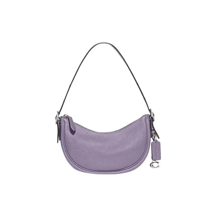 Coach Luna 27 Zip Top Handbag for Women – Soft Pebbled Leather Crossbody and Shoulder Bag in Purple