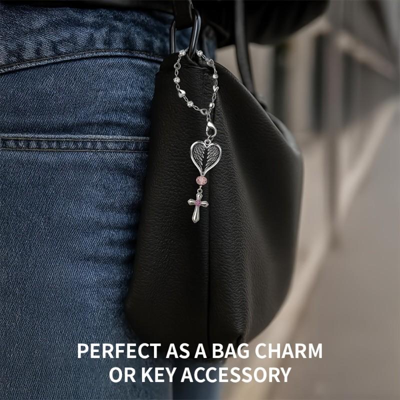 Heart Wings Pendant Angel Keychain, Car Rearview Mirror Ornament, Steering Wheel Chain Decor, New Year Gift, Valentine's Day Present