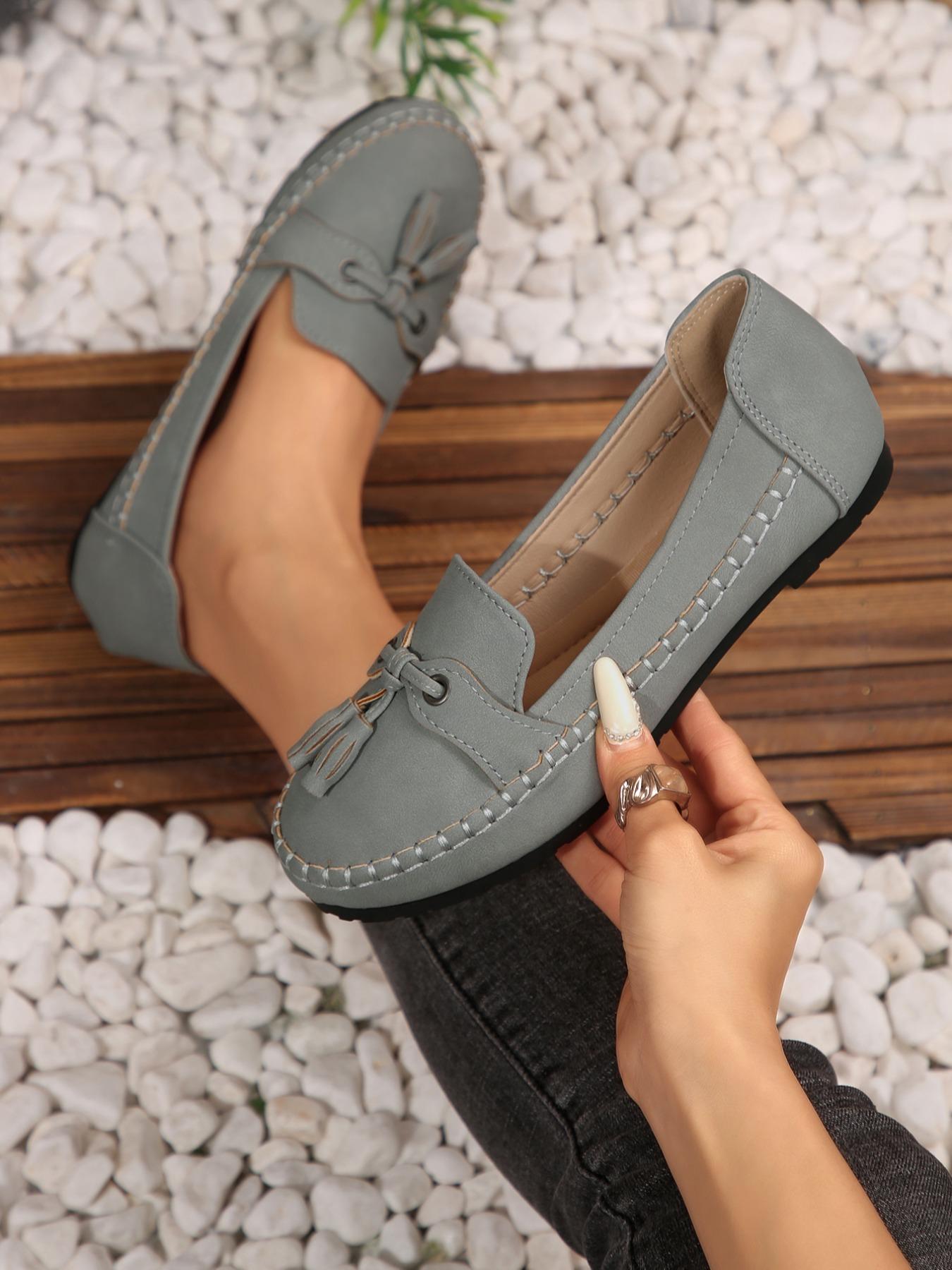 New Large Size Women's Casual Retro Slip-on PU Leather Loafers, Round Toe Flats for All Seasons, Comfortable Fashion Shoes for Daily Wear