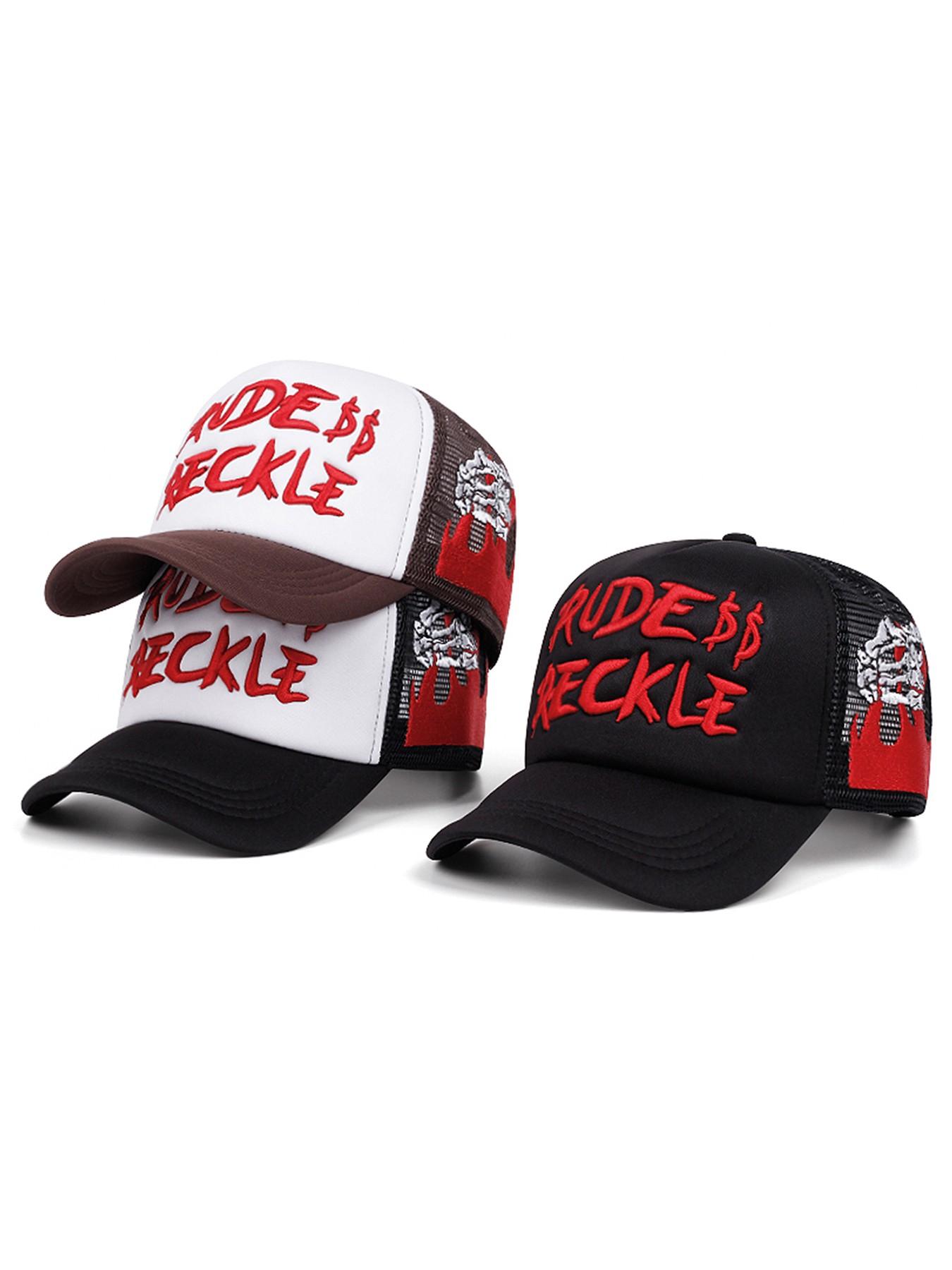 2026 New Personalized Creative Baseball Hat RUDE Hand Skull Embroidered Breathable Mesh Hat Street Fashion Hip Hop Skateboarding Hat Outdoor Leisure Sports Sunshade Hat Daily Commuting Decorative Hat Male Female Same Style