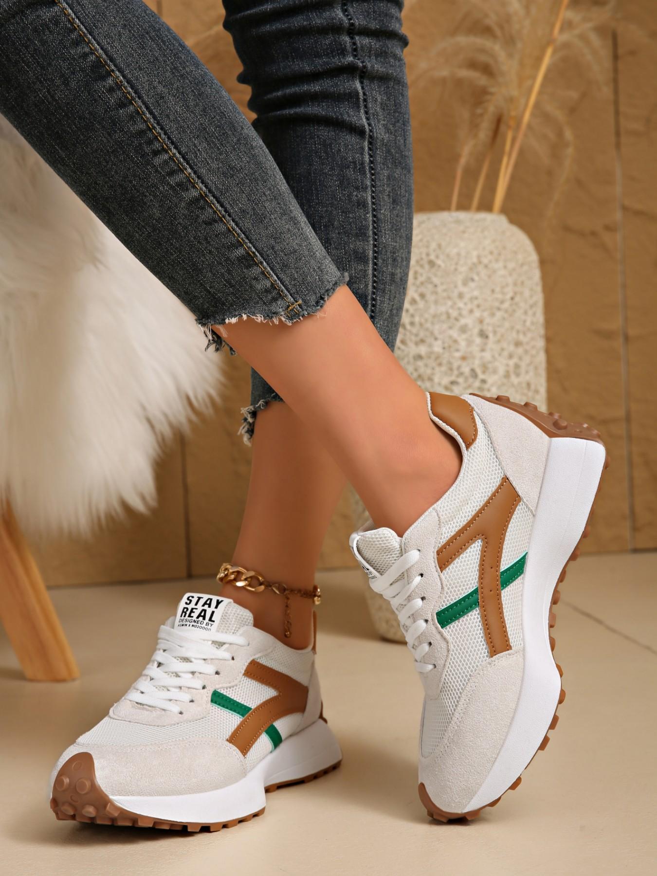 Women's Fashion Thick Sole Sports Shoes, Breathable Trendy Walking Shoes, Comfort Support, Casual All Season Footwear for Daily Wear & Gym Use