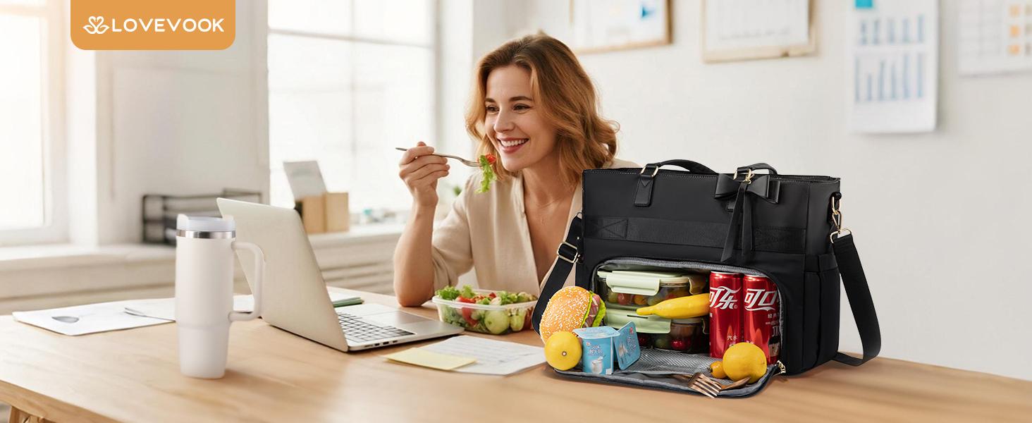LOVEVOOK Lunch Tote Bag for Women,15.6 Inch&17.3 Inch Large Capacity Work Bag with Laptop Compartment, Teacher Tote Bag with Zipper, Handbag Insulated Bag Leakproof for Nurse, Office, College,SpringStatements LOVEVOOK Lunch Tote Bag for Women,15.6 Inch&17.3 Inch Large Capacity Work Bag with Laptop Compartment, Teacher Tote Bag with Zipper, Handbag Insulated Bag Leakproof for Nurse, Office, College,SpringStatements