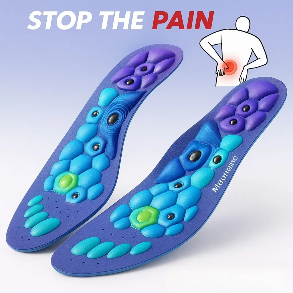 Magnetic Arch Support Insoles, Shock Absorbing Shoe Inserts for Plantar Fasciitis Flat Feet, High Arch Support Foot Care Inserts for Work Boots Standing All Day, Men Women Health Gear Perfect Gift
