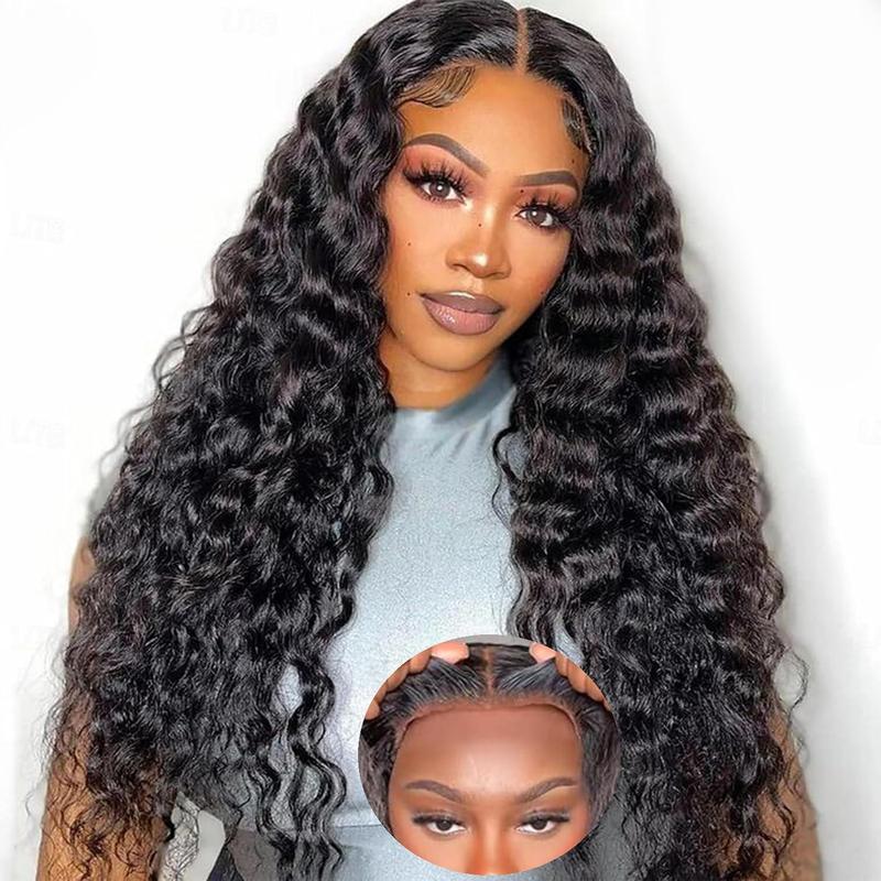 Bling Hair Fashion 6x4 Glueless Deep Wave Easy To Wear Wig Lace Closure Human Hair Wigs Curly Hair 180% Density Brazilian Ready To Wear Wig For Women TikTokShopHolidayHaul