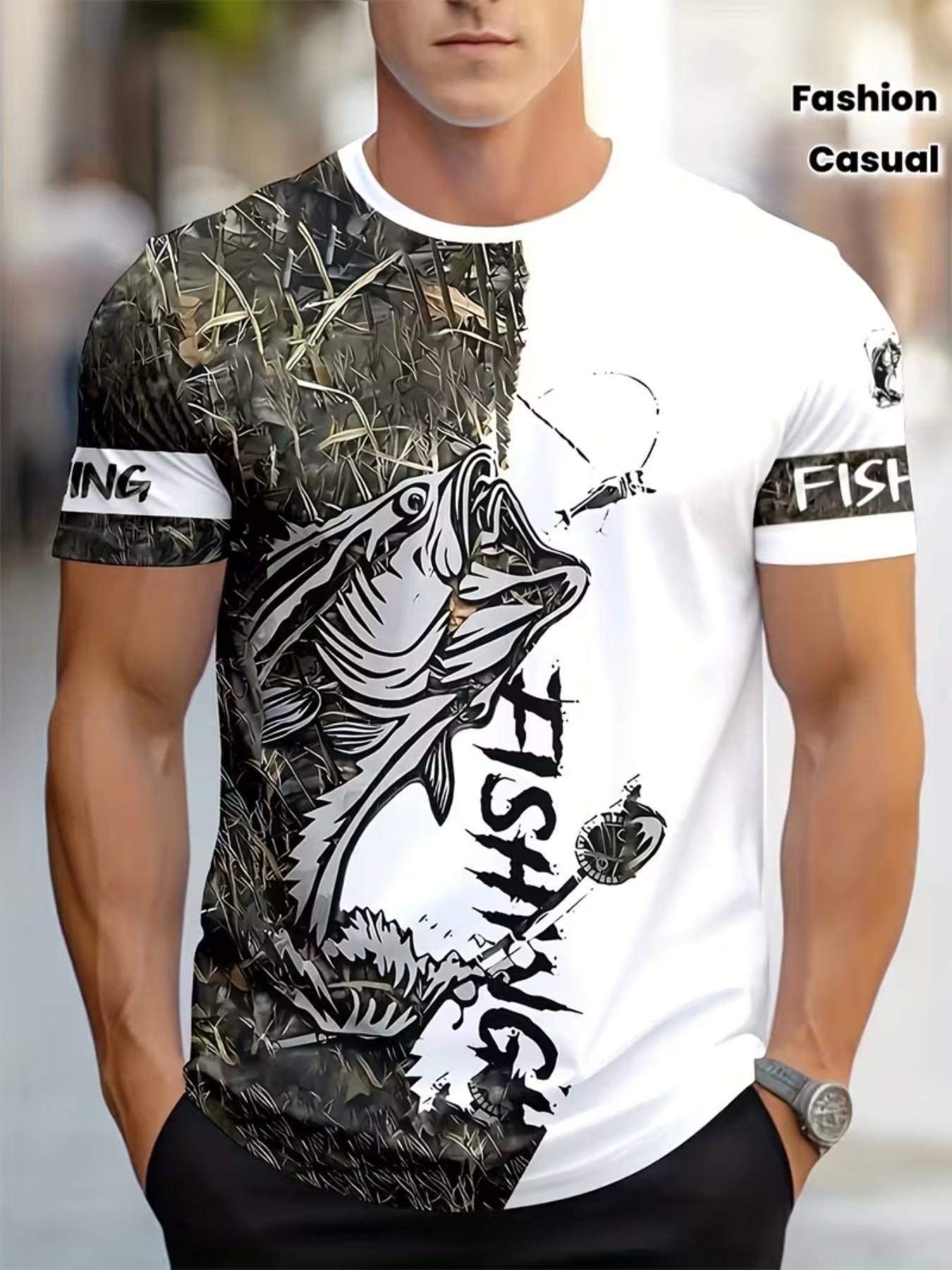 Men's Short Sleeve 3D Printed T-Shirt, Casual Slim-Fit Round Neck Top, All-Over Print, H-Type Silhouette, Suitable for All Seasons