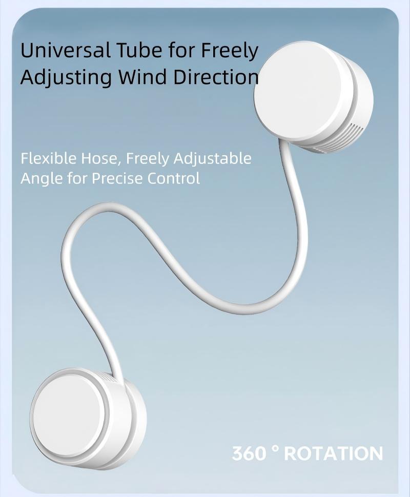 Foldable Neck Fan USB Rechargeable Portable Turbine Leafless Safety Quiet Mini Fan, Home Personal Outdoor Sports Fan