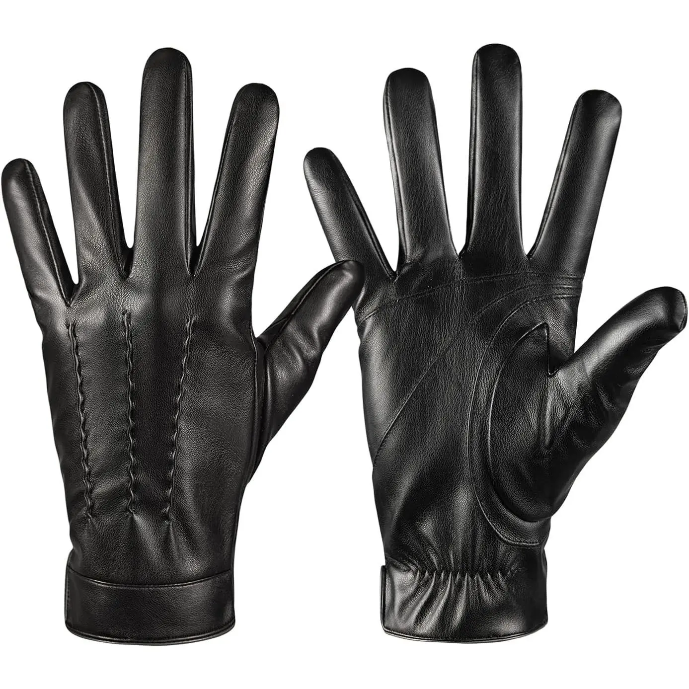 Men's Winter Leather Touchscreen Gloves with Cashmere Lining for Snow Driving and Motorcycle RidingGift