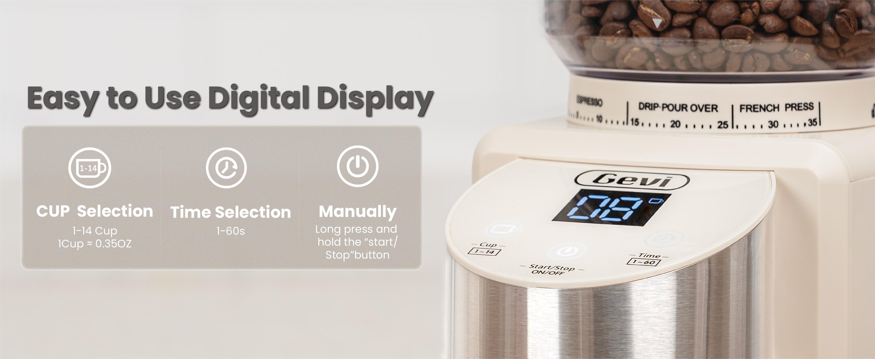 【Springtok】Gevi Electric Coffee Grinder | 35 Grind Settings | Conical Burr for Espresso, Drip, French Press & More | Anti-Static Design, White