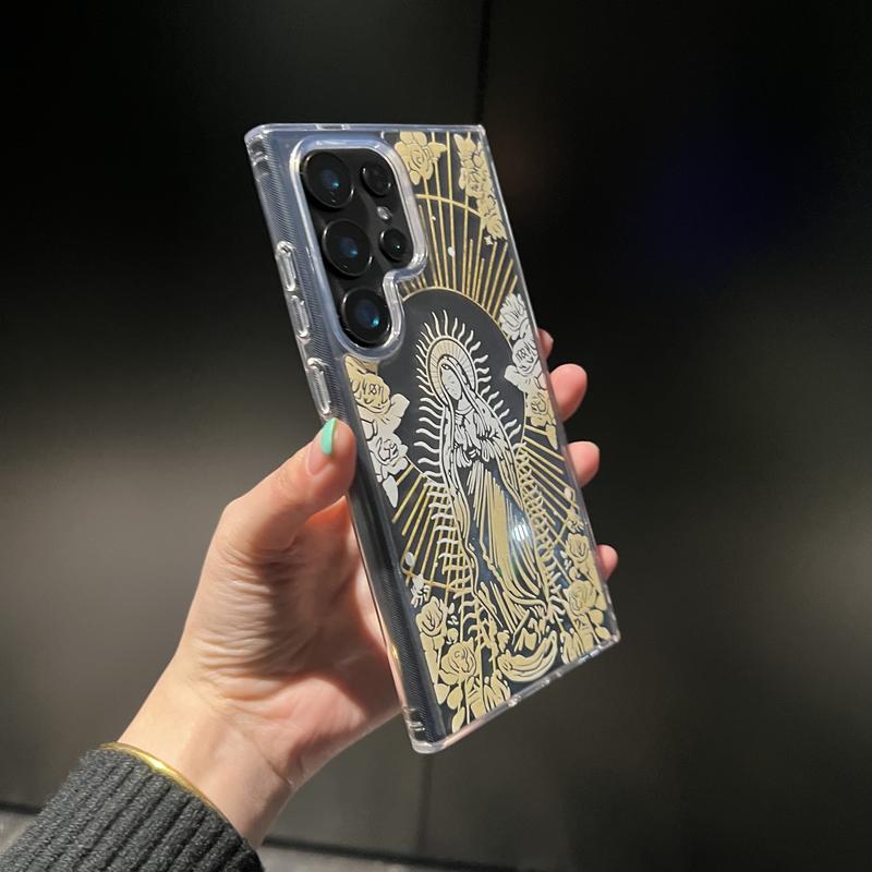 Virgin Mary Pattern Phone Case, All-inclusiveClear Soft TPU Shockproof Cover PhoneAccessories Compatible with  Samsung S24Ultra S23Plus S22Plus S23 S22