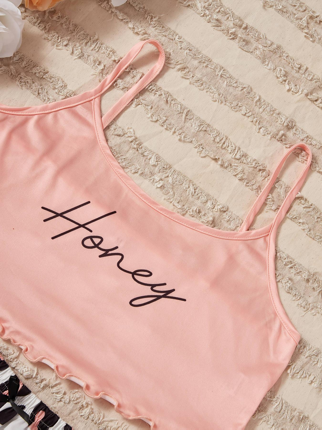 Women's 2-Piece Pajama Set, Honey Cami Top & Leopard Shorts, Loose-Fit Casual Sleepwear, Soft Comfortable Lounge