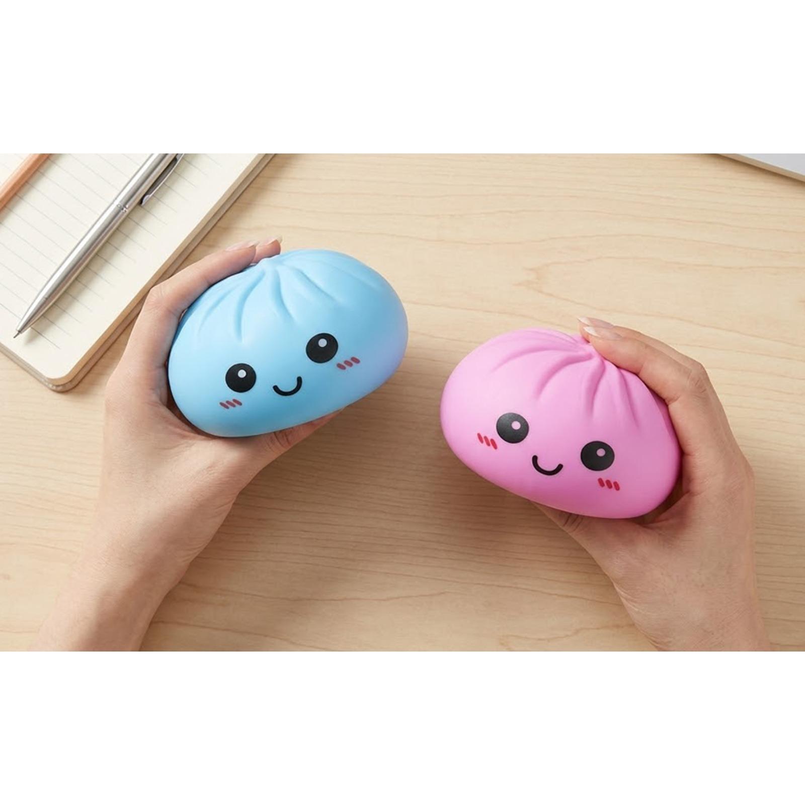 Dumpling Squishies, Glitter Dumpling Mystery Box, Colorful Dumplings Stress Balls Fidget Sensory Toy, Stocking Stuffers with Food Steamer Stretchy Desk Toys (Blue)