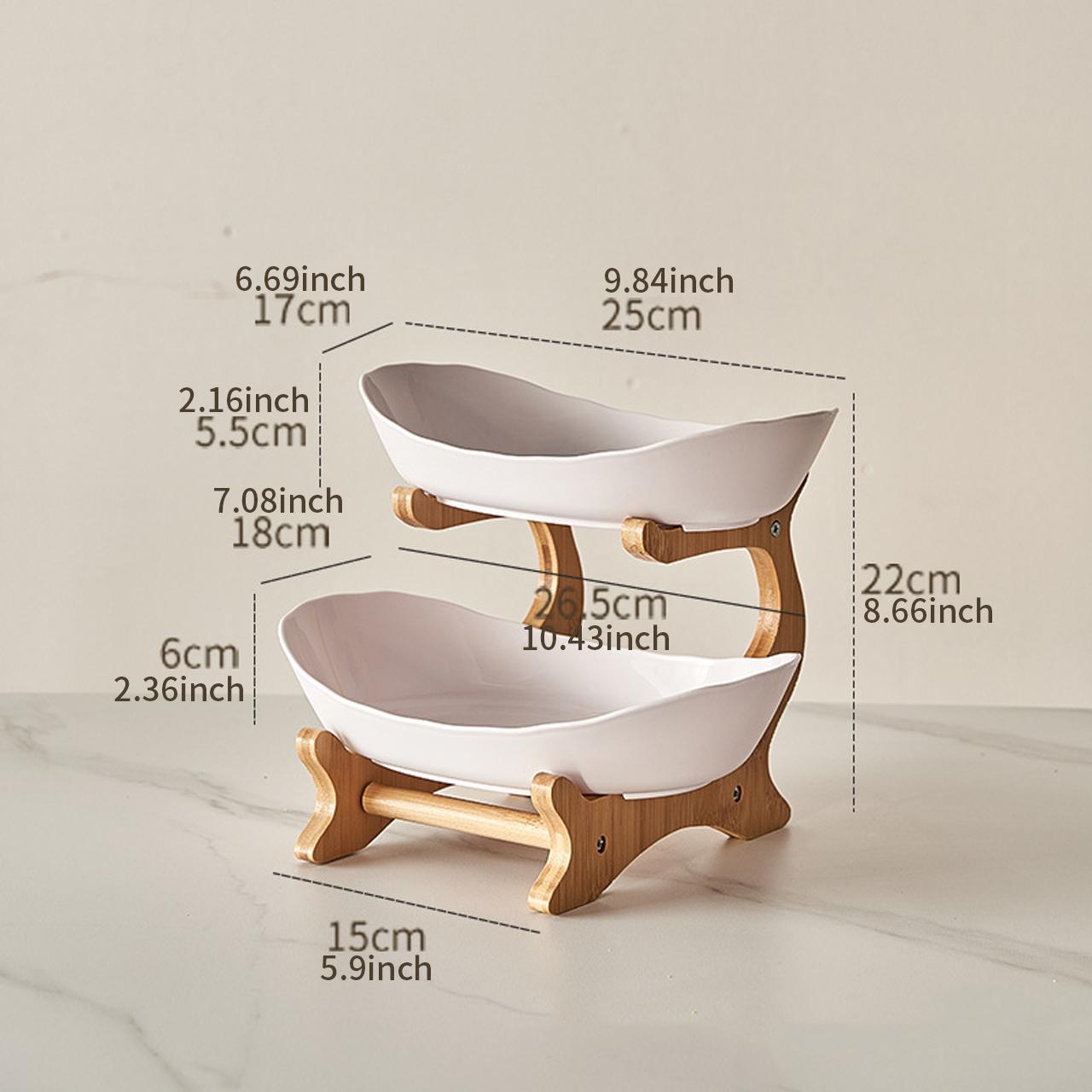 Colorful Fruit Basket Set with Wooden Stand, Plastic Bowls, Cake Stands, Biscuit Plates, Candy Buffet, Dessert Table Display, Perfect for Weddings & Parties