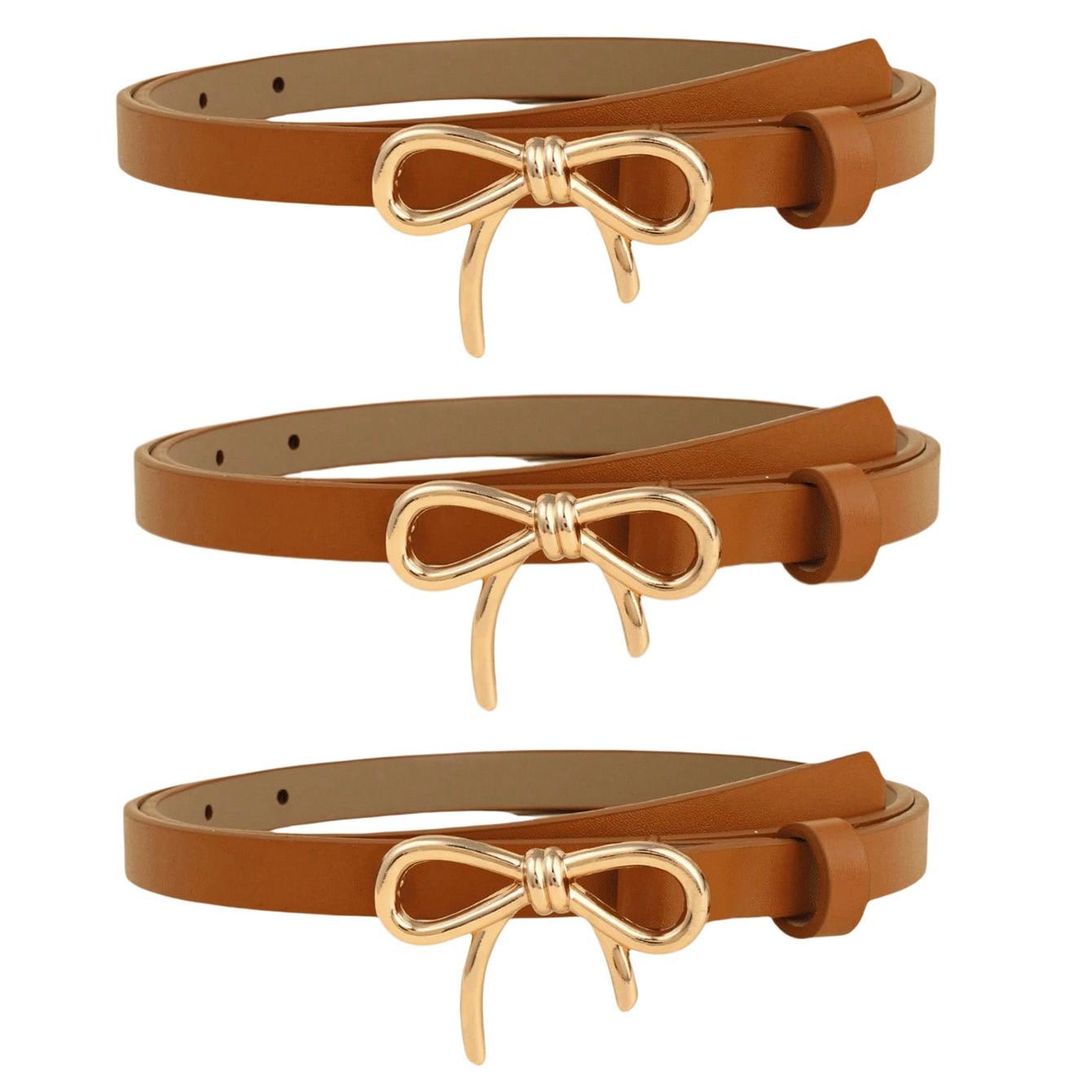 Elegant Bowknot Casual Bohemian Vintage PU Leather Belt Set, 6/3 Pieces, Perfect for Summer, School, Fall Occasions