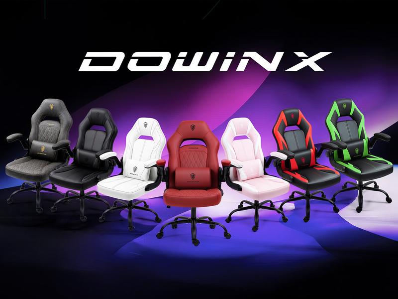 Dowinx Gaming Chair -  Ergonomic gaming chair with breathable PU leather and pocket spring cushion – featuring lumbar support and 360° swivel adjustability, delivering ultimate comfort for intense gaming sessions, available in multiple colors