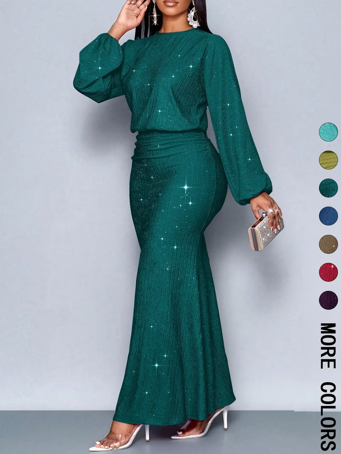 Women's Elegant Mermaid Hem Bodycon Dress, Long Sleeve Christmas Party & Valentine's Day, Sexy Tight-Fitting Evening Gown, Date Night Dresses
