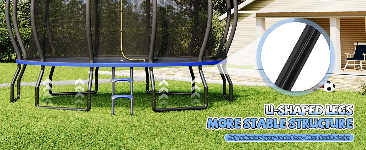 VanAcc 8FT 10FT 12FT 15FT 14FT 16FT Outdoor Trampoline with Enclosure Net and Ladder, Recreational Trampolines for Kids and Adults, Quick Connect Frame, ASTM Approval