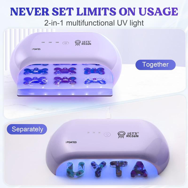 Double-Sided UV Light Advanced, Longer time Setting(2m,3m,5m) UV Resin Light with 36 LED Beads, Large Size UV Lamp for Resin Curing, Resin Molds, DIY Craft Decor(Own Design Patent) - LET'S RESIN