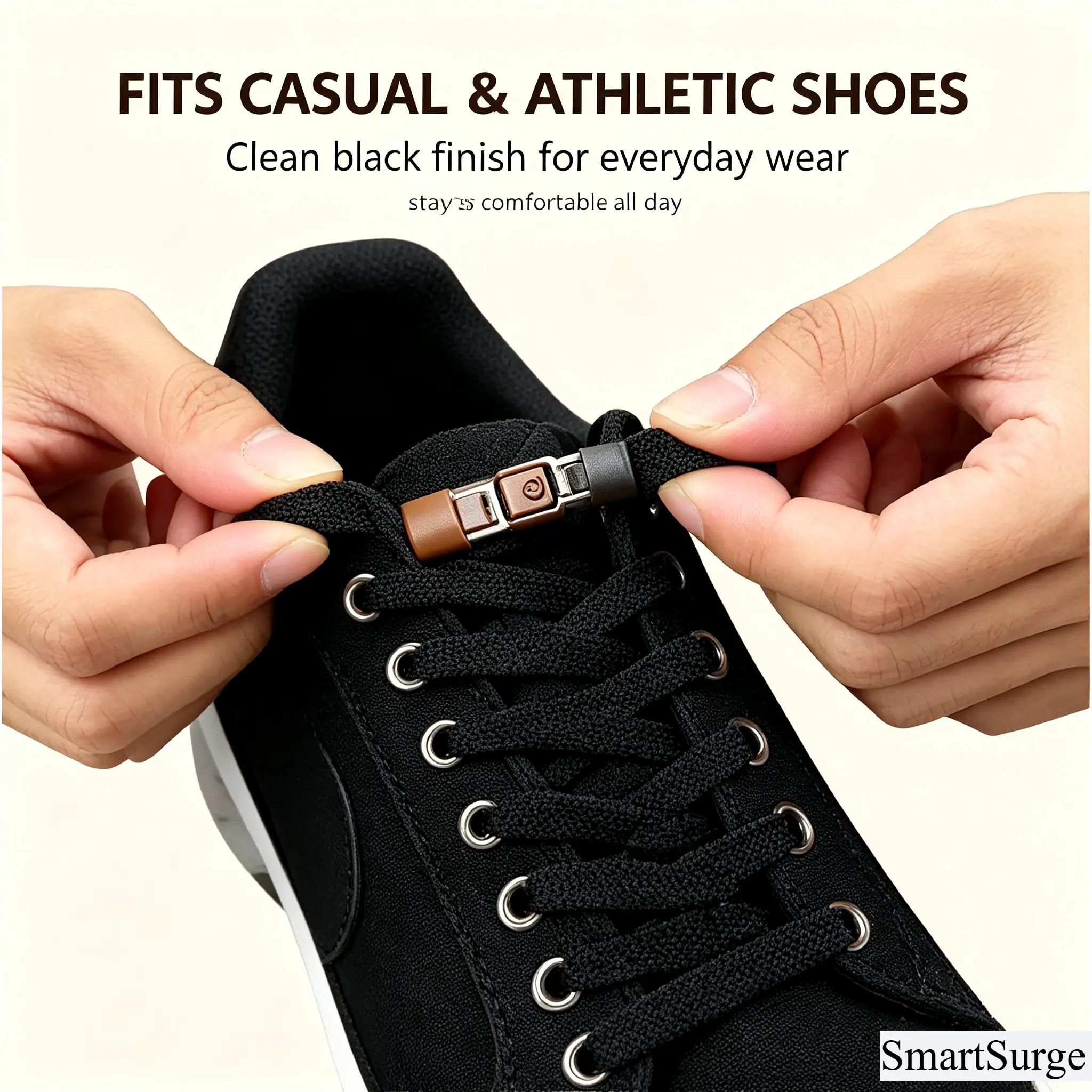 No-Tie Elastic Shoelaces with Quick-Release Buckle, Stretch Tieless Replacement Shoe Laces for Kids and Adults, Easy Slip-On Sneaker Accessories for Casual Shoes, Walking, Travel and Daily Wear