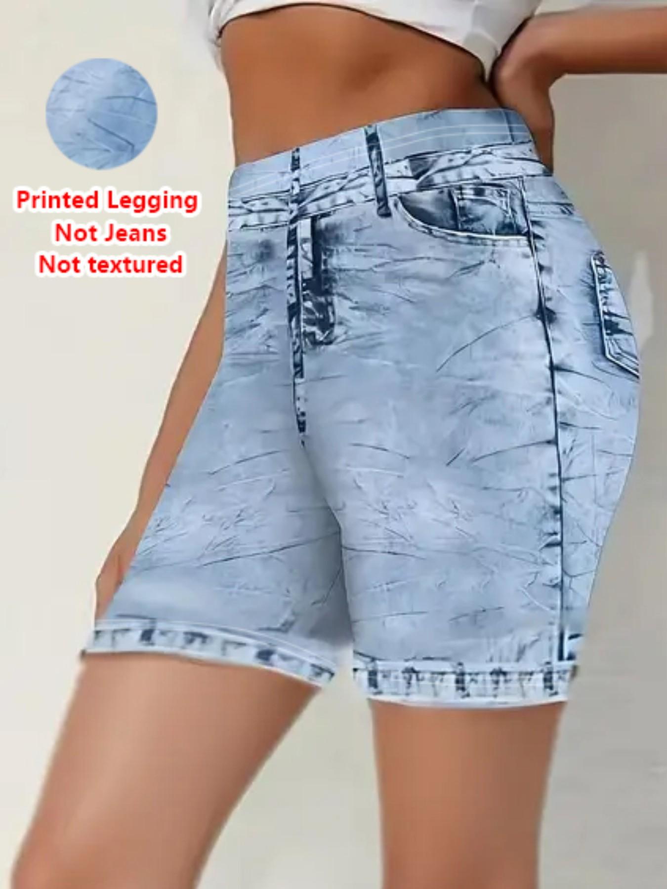 Women's Printed Skinny Pants Non-Denim Fabric, Faux Denim Bottoms, All Seasons Wear, Ladies' Four-Piece Set, Comfortable and Stylish