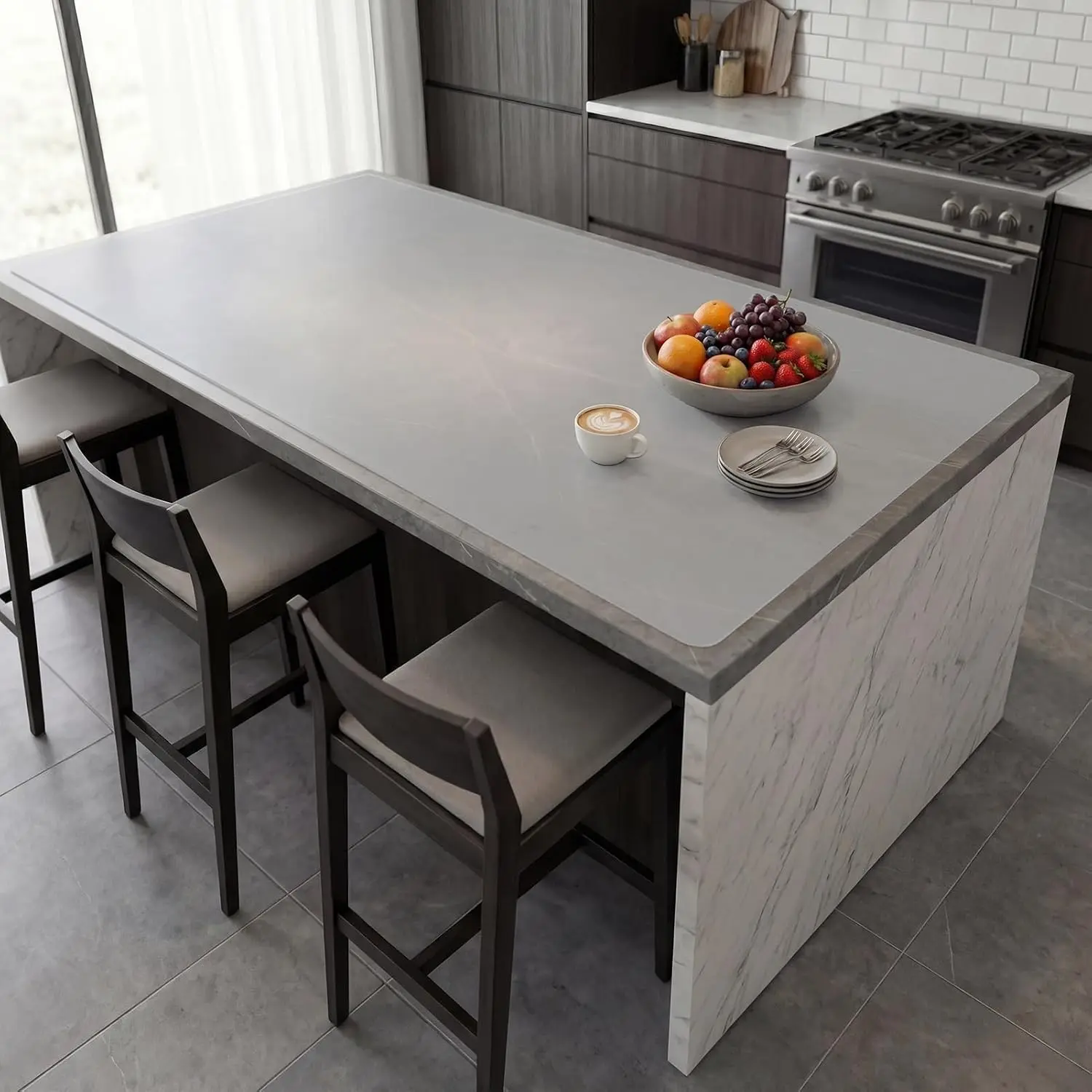 Extra Large Silicone Mats for Kitchen Counter, Heat Resistant Mat, Nonslip Kitchen Countertop Protector Mat, Cuttable Counter Protector Mats for Island Workbench(78.76" x 23.6''Translucent)