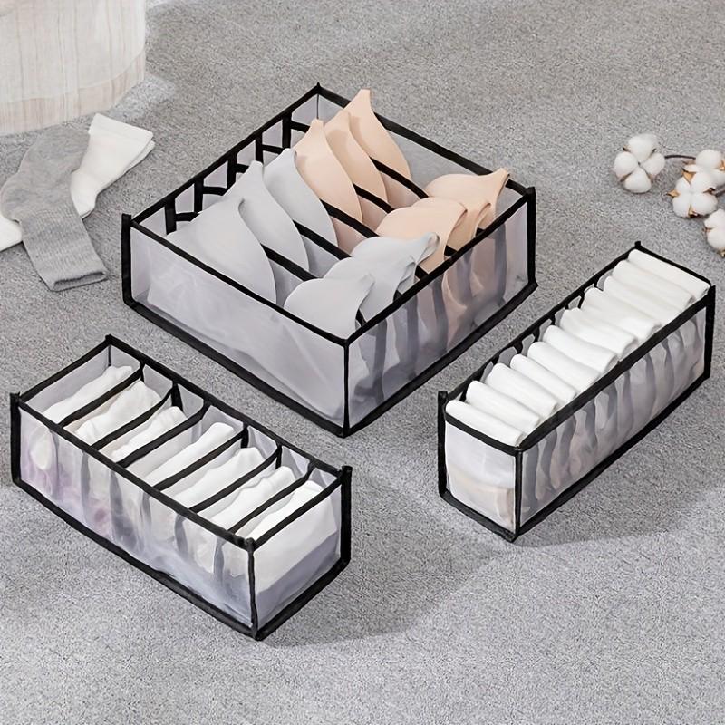 1Pc Foldable Grid Drawer Storage Box-multifunctional Breathable Underwear and Socks Storage Box, Multi-compartment Design, Space-saving Wardrobe Finishing Artifact, Ladies Fashion Accessories Clothing Storage Box