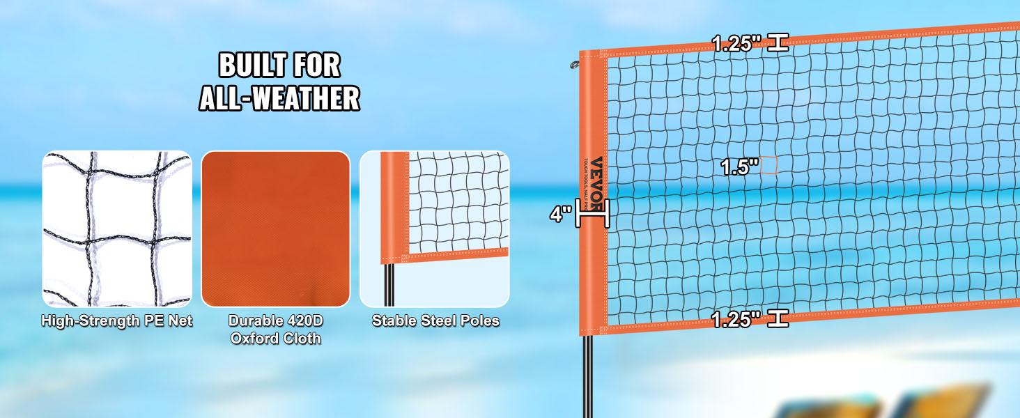 fathersdaygift  VEVOR 4-Way Volleyball Net, Adjustable Height Badminton Net Set for Backyard Beach Lawn, Outdoor Portable Volleyball Net with Carrying Bag, 4 Square Quick Assemble Game Set For Kids And Adults