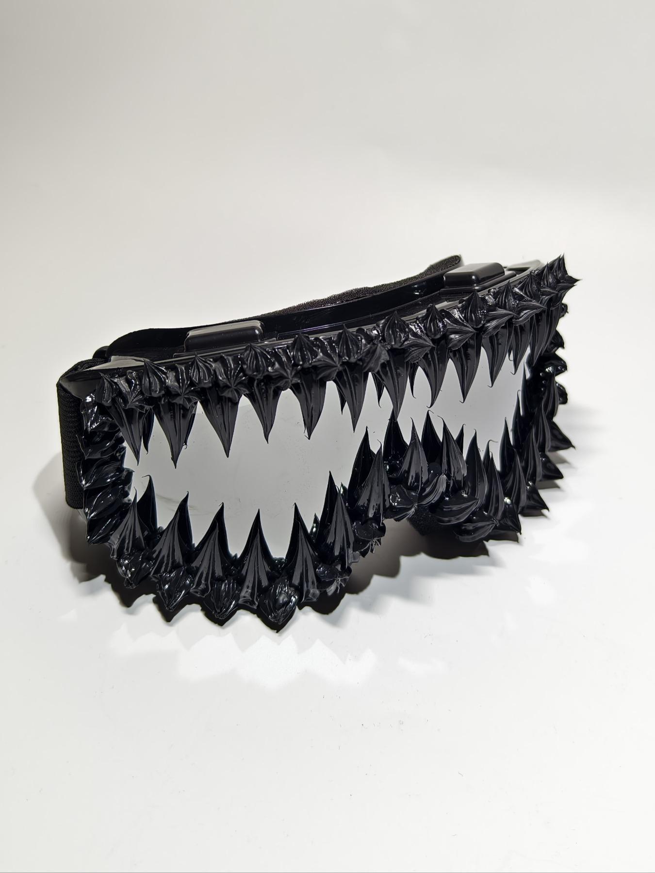 Punk Style Large Frame Anti-Wind Ski Goggles, Adjustable Elastic Strap, Handmade Random Effect, Outdoor Sports Eyewear