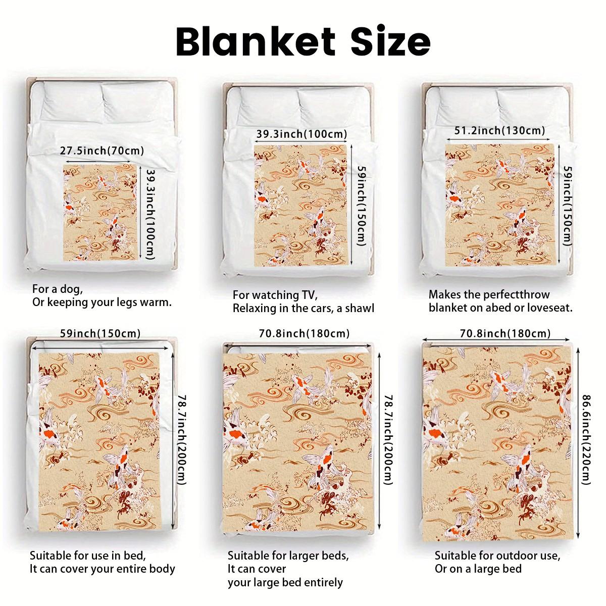 Soft Comfortable Portable Blanket, Koi Fish Cloud Print, Ideal for Bedroom Office Sofa Outdoor, Versatile Gift
