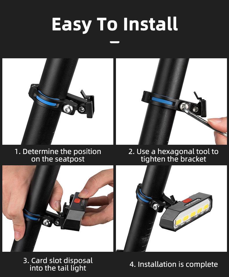 ROCKBROS Bicycle Rear Light Waterproof Saddle Tail light A54BK/WR01