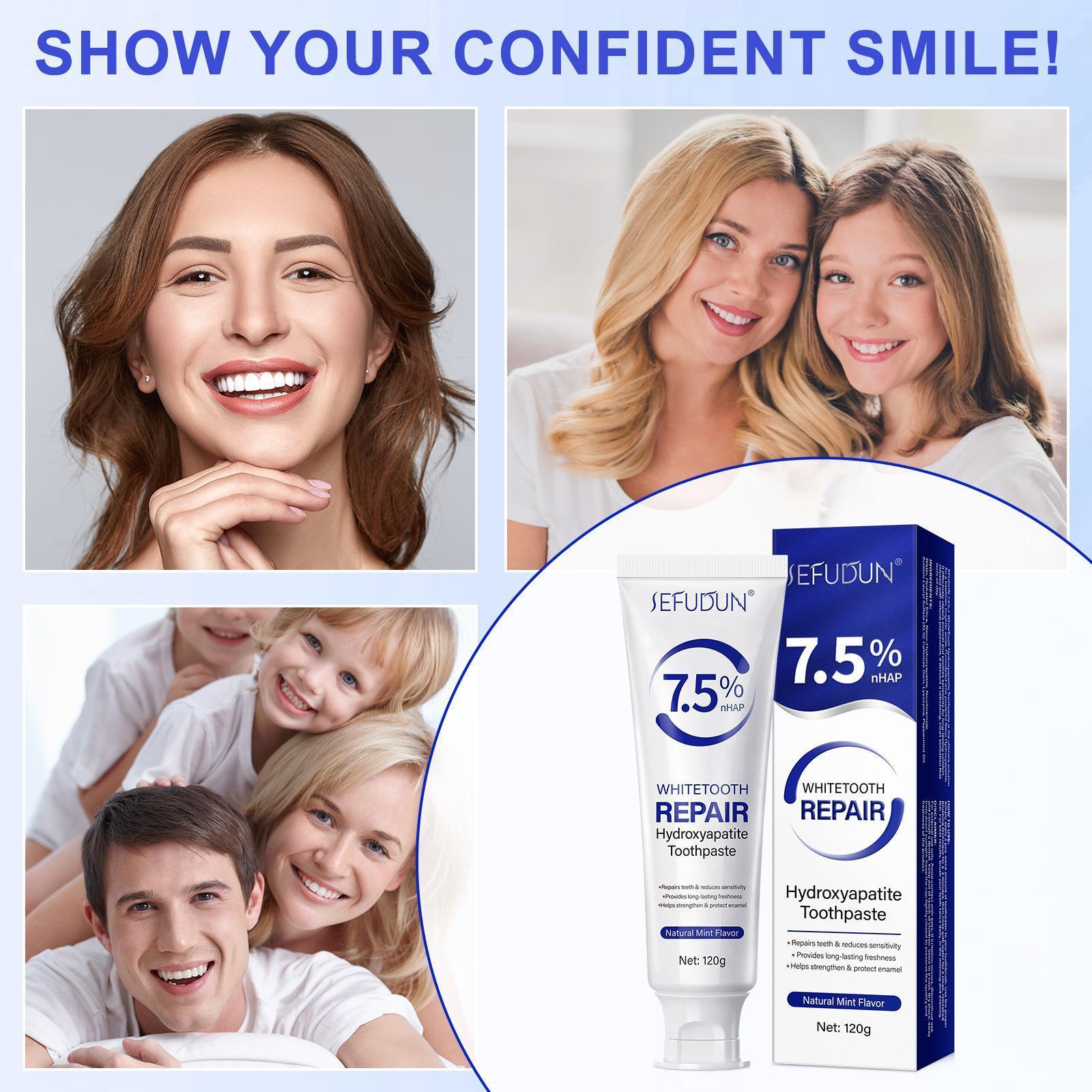 7.5% nHAP Hydroxyapatite Toothpaste, Fluoride Free, Instant Relief for Sensitive Teeth, Enamel Repair & Teeth Whitening, Natural Mint for Daily Oral Care